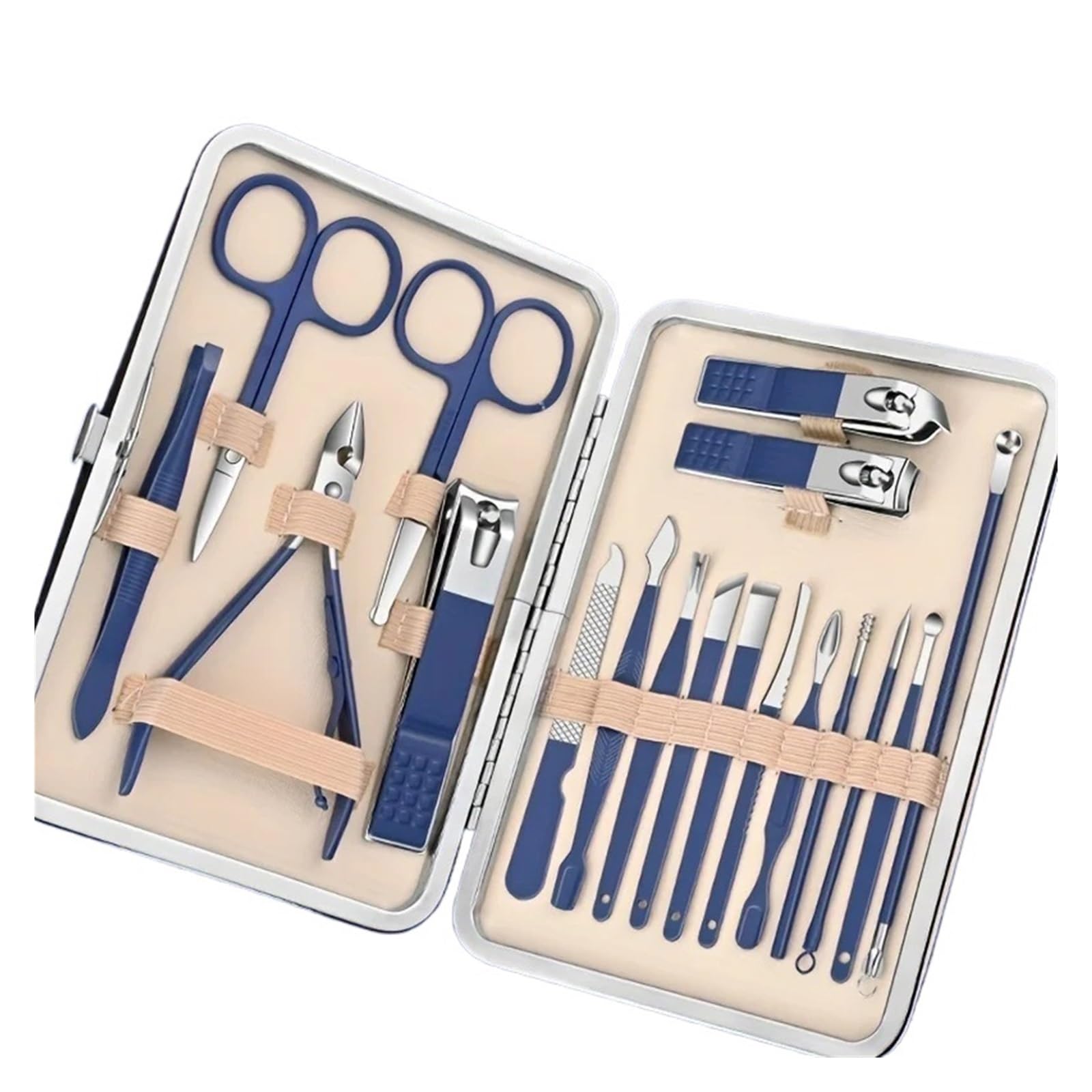 Set de pedicura con cortauñas, Estuche de Belleza para Maleta de Viaje y Set de Herramientas de manicura.,Blue-As Shown