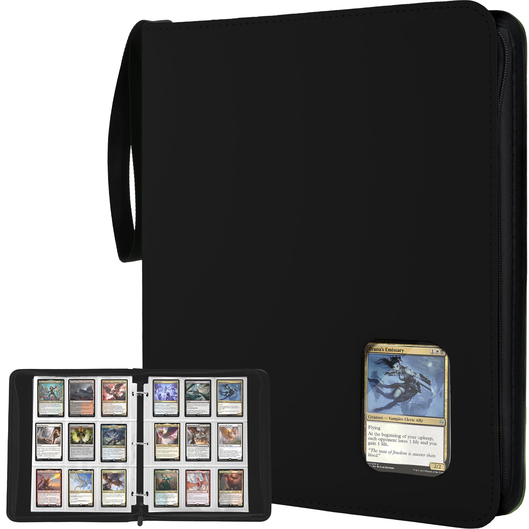 Card Binder 9 Pocket, Trading Card Binder with Clear Window Design, 720 Double Sided Pocket PU Collection Binder, Card Albums for MTG, TCG, and Sports Cards(Black)