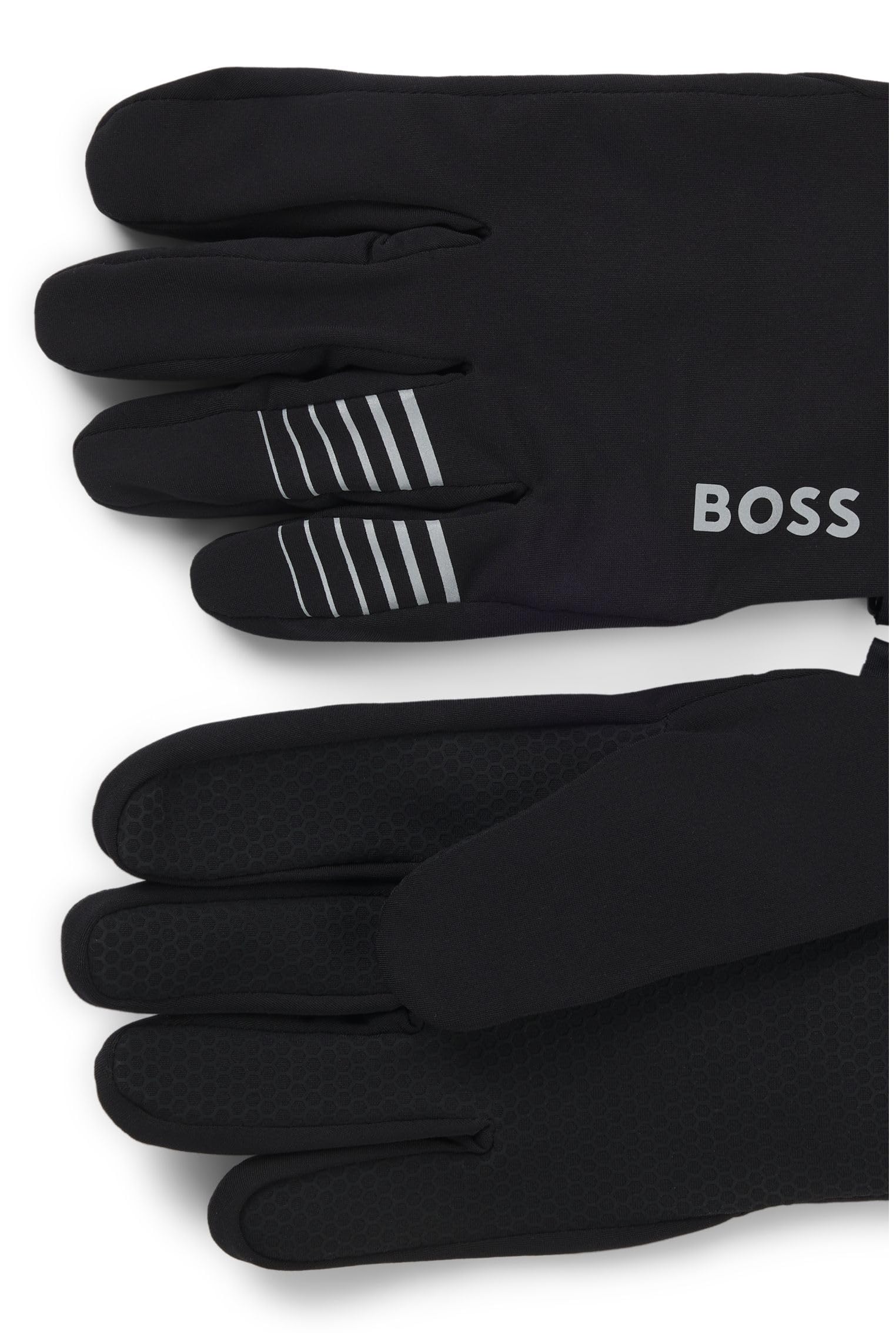 Boss Hommes Running-Gloves-4 Gants de Course en Polaire Stretch