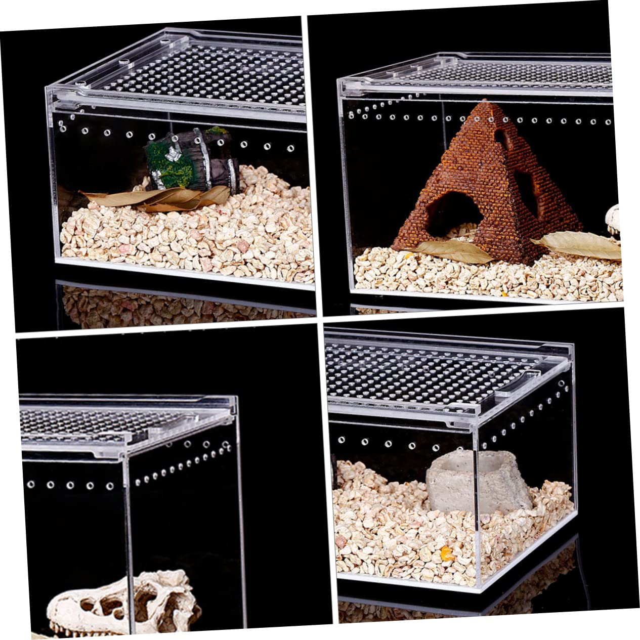 Caja de Reptiles Transparente de Acrílico, Diseño Antifugas | Hábitat de Cría, Alimentación de Agua y Comida, Uso para Serpientes y Otros Reptiles
