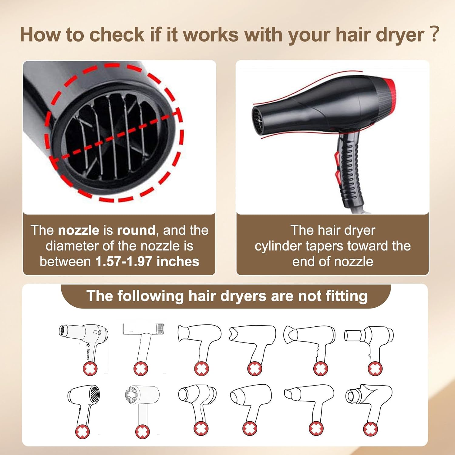 PERFEHAIR Hair Diffuser for Curly Hair, Professional Salon Frizz-Free Fast Blow Dry Diffuser Attachment with 1.57"-2" Nozzle, Black - Image 3