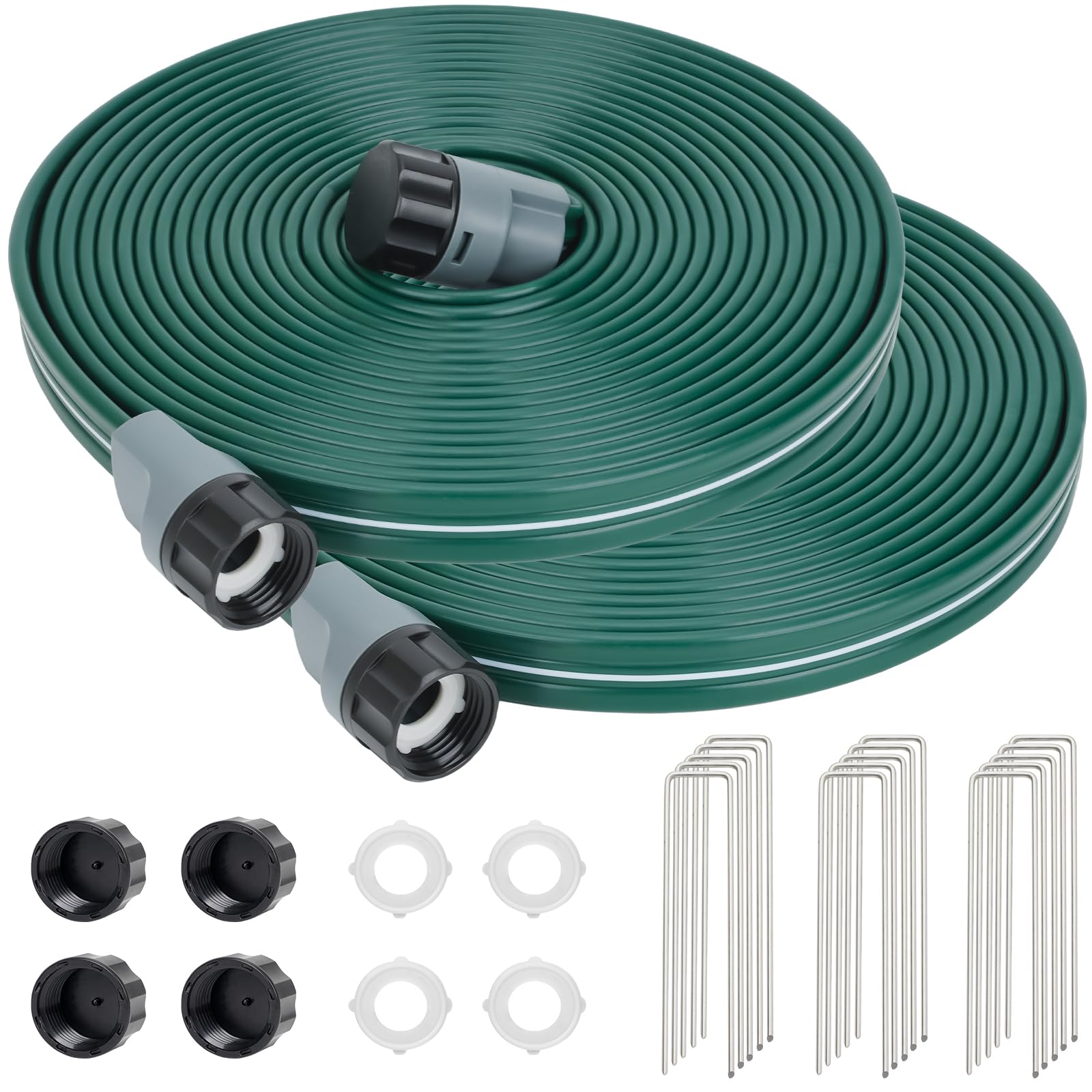 DXront Sprinkler Soaker Hose 25ft 2Pack for Garden Lawn, Watering Hose with Holes, High-Efficiency Water-Saving Garden Irrigation System, Drip Hose Sprinkler