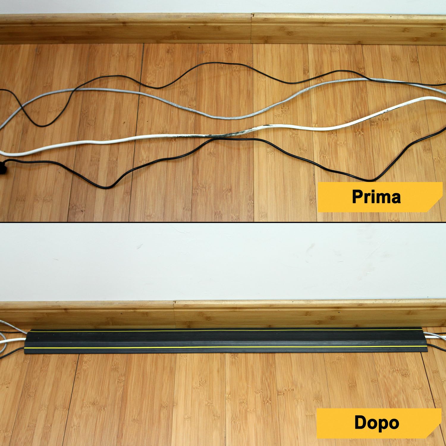 Copertura Cavi A Pavimento, Protezione per Cavo a Pavimento da 6.5 Ft 3 Canali Contiene Fili e Cavi,