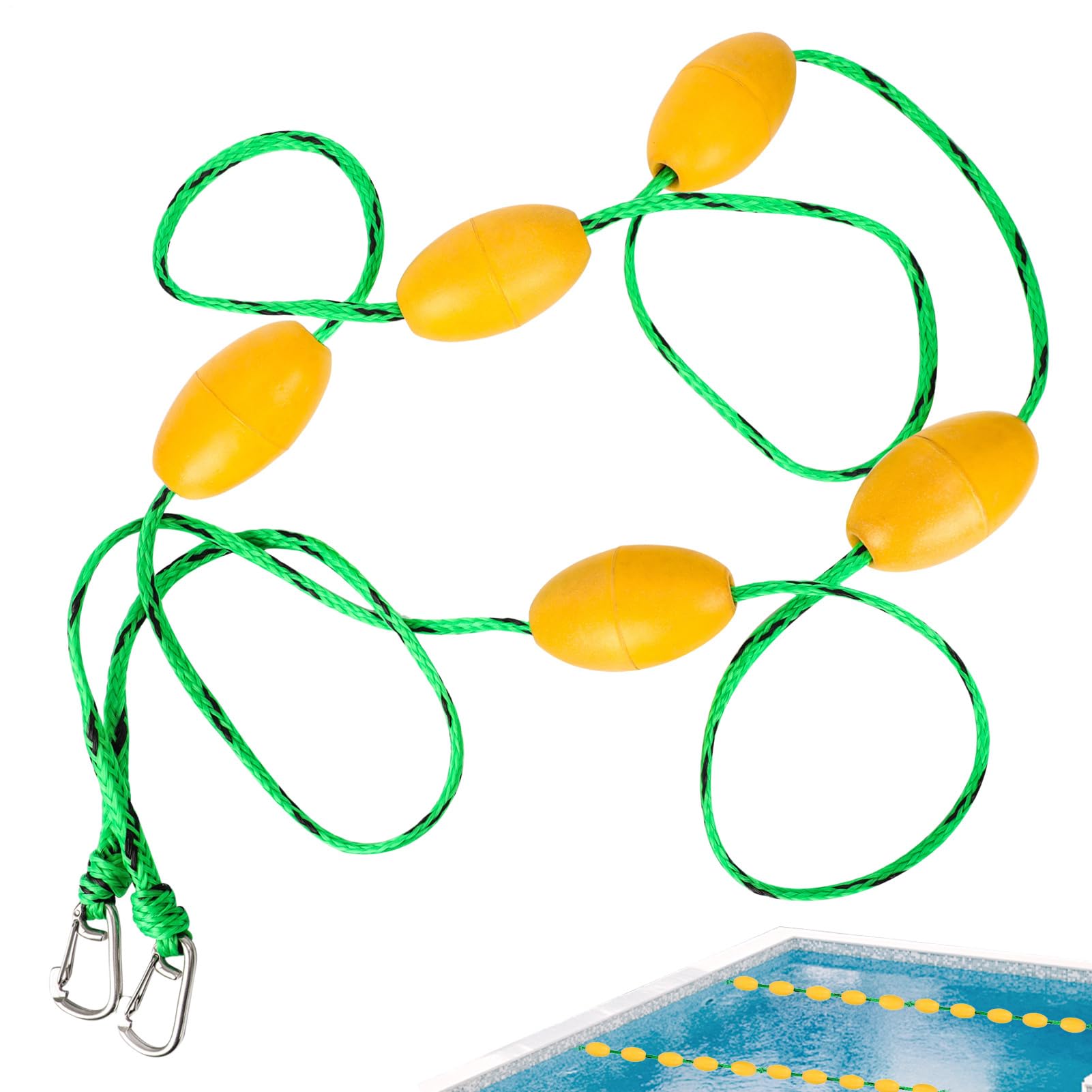 Corde de Piscine,Ligne de Séparation de Sécurité pour Piscine avec Flotteurs de 5m | Ligne de Couloir à Crochets Équipement de Flotteurs Haute Visibilité pour