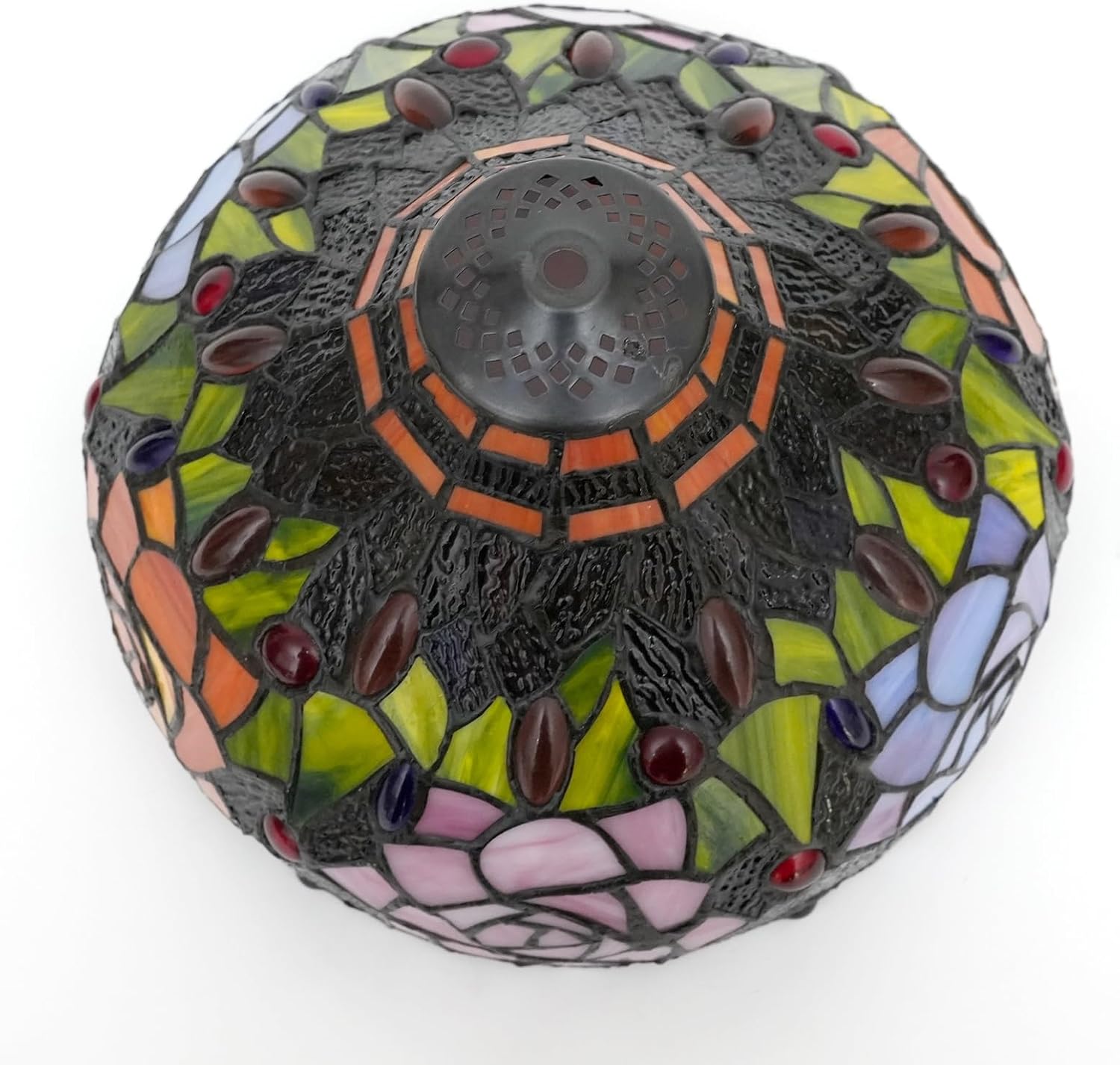 Tiffany Style Lamp Shade 12 Inch Stained Glass Lampshade Replacement Black Roses Ceiling Light Shade for Table Lamps Pendant Light Floor Lamp Handcrafted Vintage Home Deco