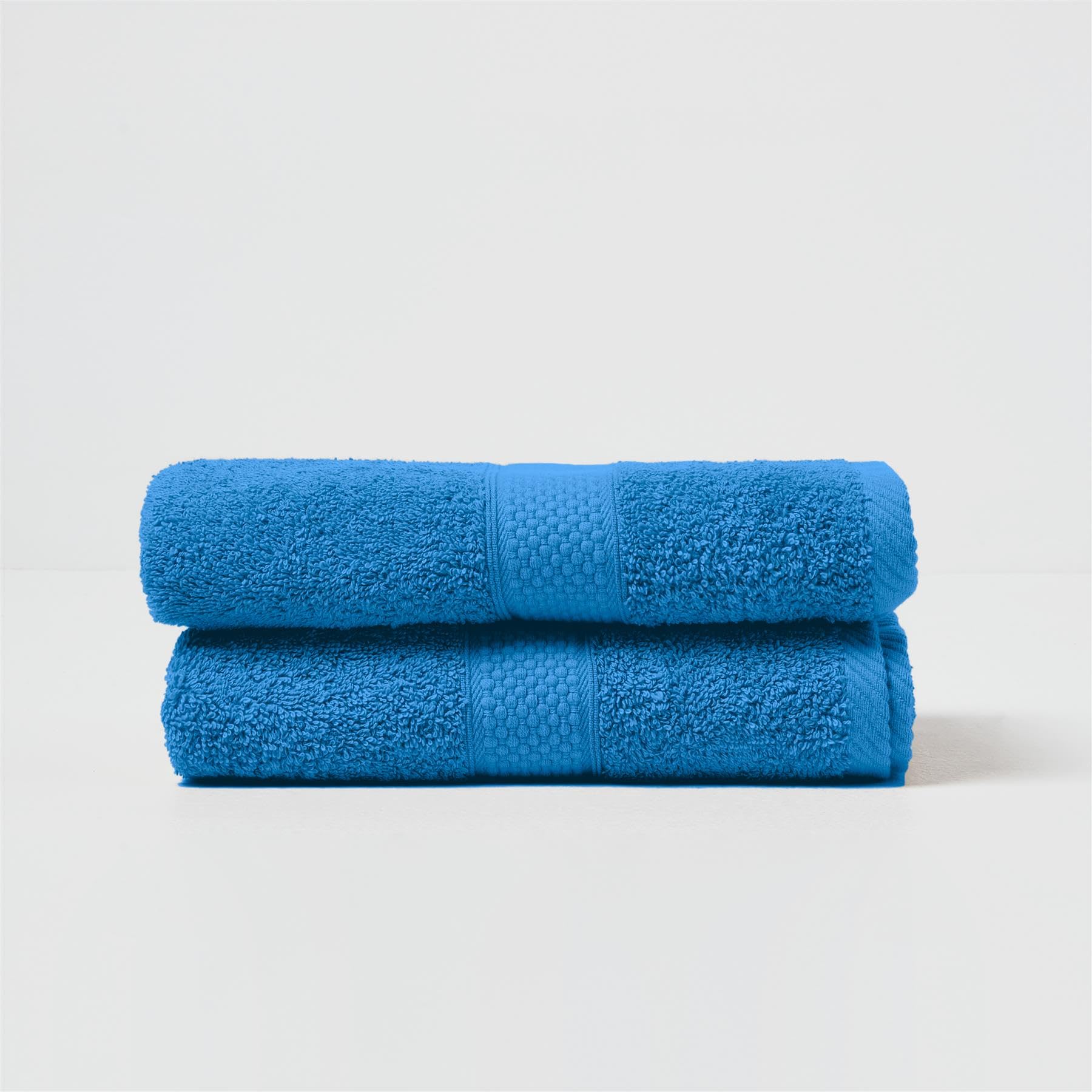 HOMESCAPES Cobalt Blue Turkish Cotton Set of 2 Hand Towels Super Soft Thick & Absorbent 500 GSM Towel Heavy Weight for everyday Luxury