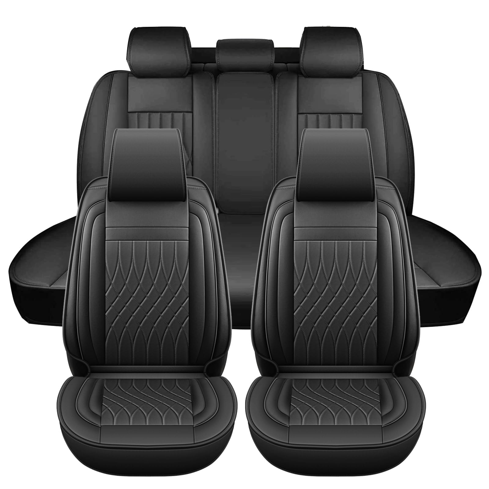 Housses de siège voiture Kia K2 en cuir noir étanche