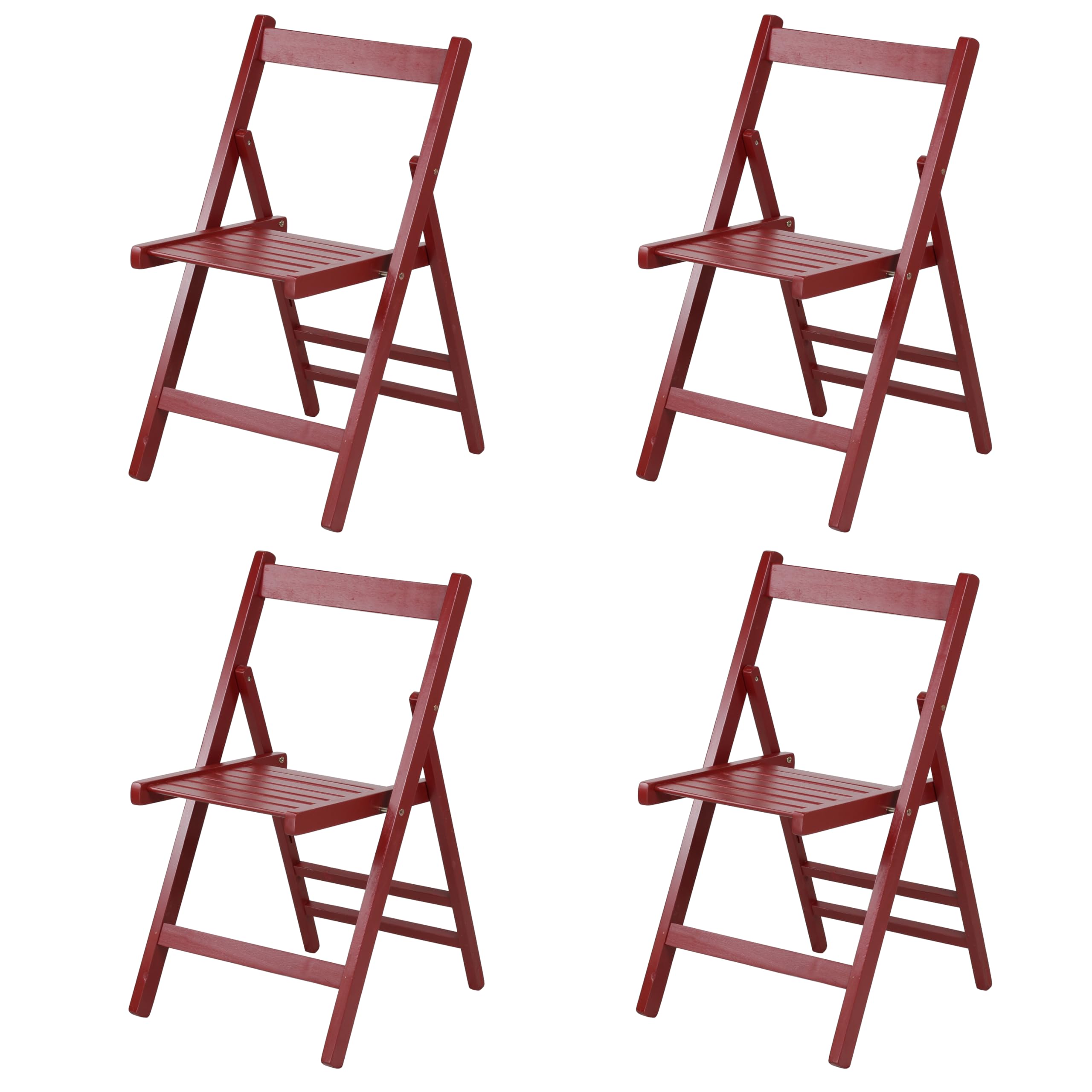 Totò Piccinni Set 4 SEDIE Pieghevoli Legno di Alta qualità, Comode, Resistenti, Salvaspazio (Ciliegio Granata)