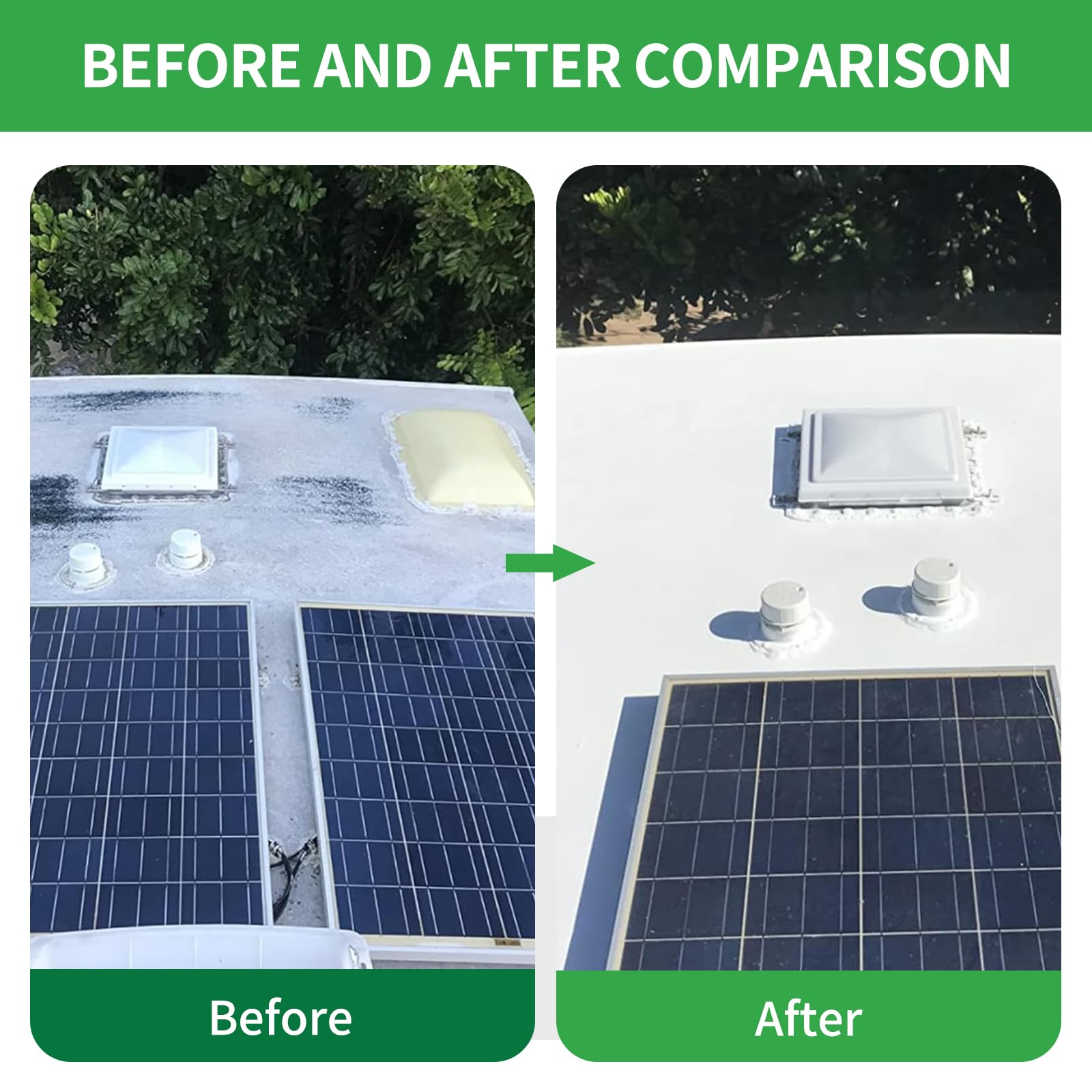 RV Roof Sealant Waterproof Coating - Solar Reflective Sealant, Trailer and Camper Roof Repair,Roof Waterproof, Floor Waterproof, Easy to Apply,Seal,Brilliant White,1 Gallon Roof, Floor