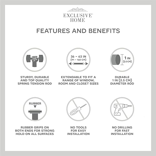 Miniatura 7 de Exclusive Home - Barra de tensión blanca, ajustable de 36 a 63 pulgadas