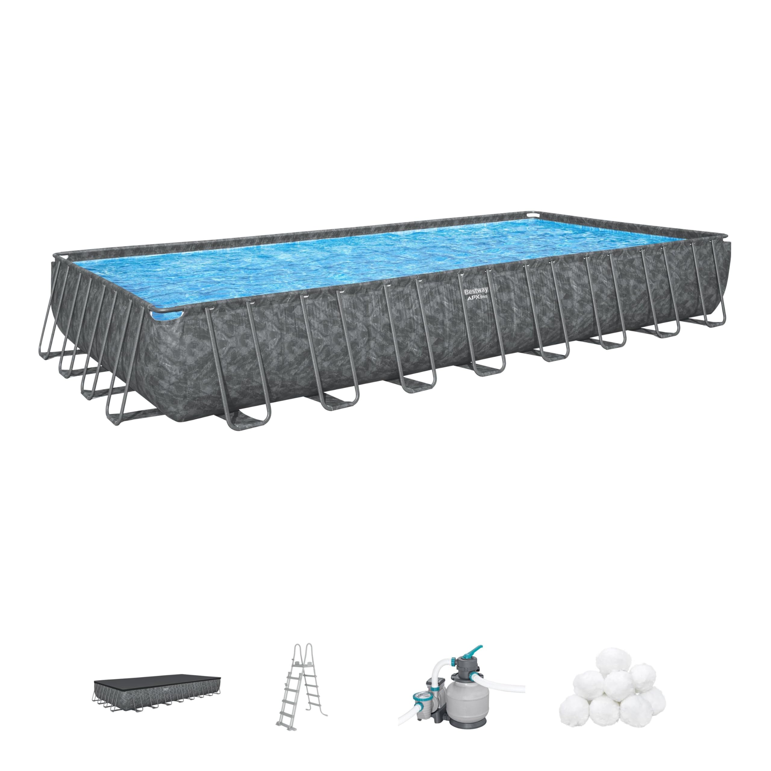 Bestway Kit Piscine Hors Sol rectangulaire APX 365-956 cm x 488 cm x 132 cm - Gris foncé