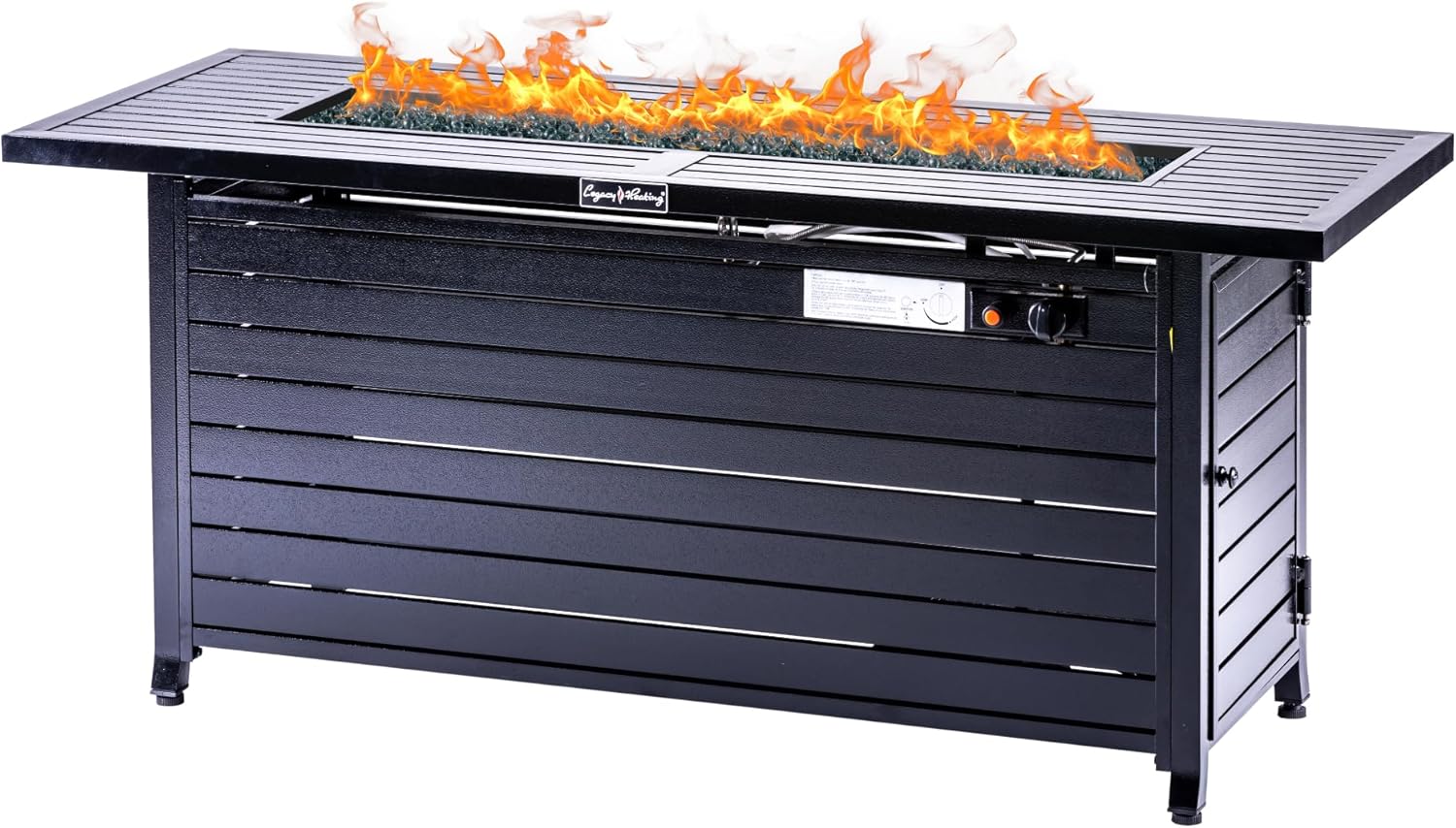 Hexago 57 Propane Fire Pit Table, 50,000 BTU Outdoor Gas Fire Pit, 2-in-1 Rectangular Firepit with Lid, ETL Certified for Garden, Backyard, Patio Gatherings, Mocha