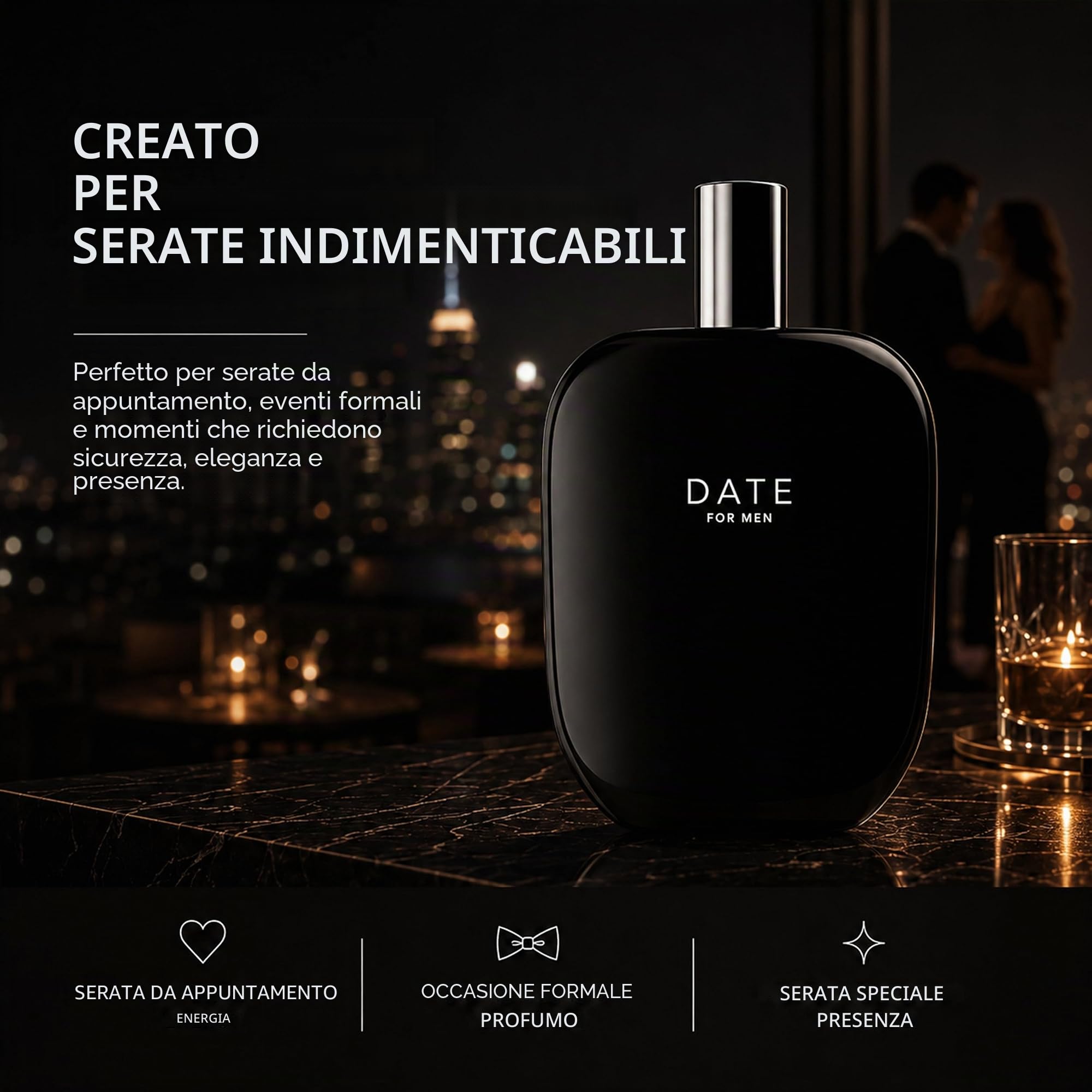 Jeremy Fragrance DATE for Men | Fragranza maschile distintiva | Fruttato Orientale Fresco | Adatto all'uso quotidiano | Perfetto per un appuntamento galante | Flacone da 100 ml con confezione regalo