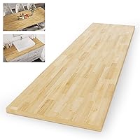 Vista 1 de Encimera de Bloque de Carnicero Tablero de Madera - Premium 3.98 pies, 47.76"x25"x1.5" Tablón de Madera Dura Sólida para Isla de Cocina DIY