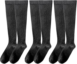 AQshop Women's Compression Socks, Cotton Blend, Black, 8.9 - 9.8 inches (22.5 - 25 cm), Standing Work, Commuting to School