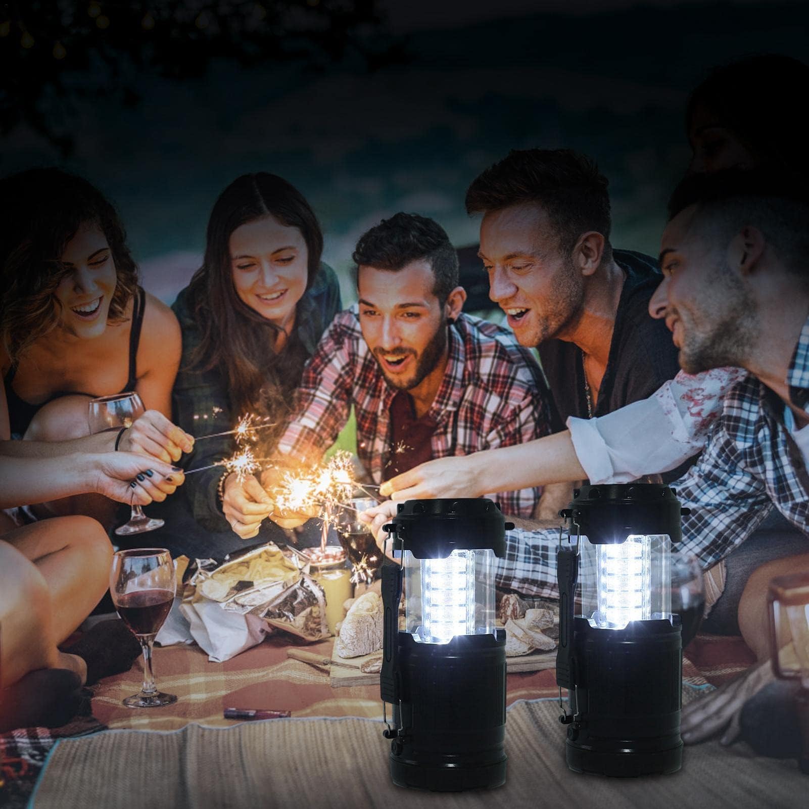 [Paquete de 4] Iluminación de emergencia para cortes de energía | Luz de camping alimentada por pilas | Linterna LED de camping luces de emergencia para el hogar | Lámpara impermeable que funciona con