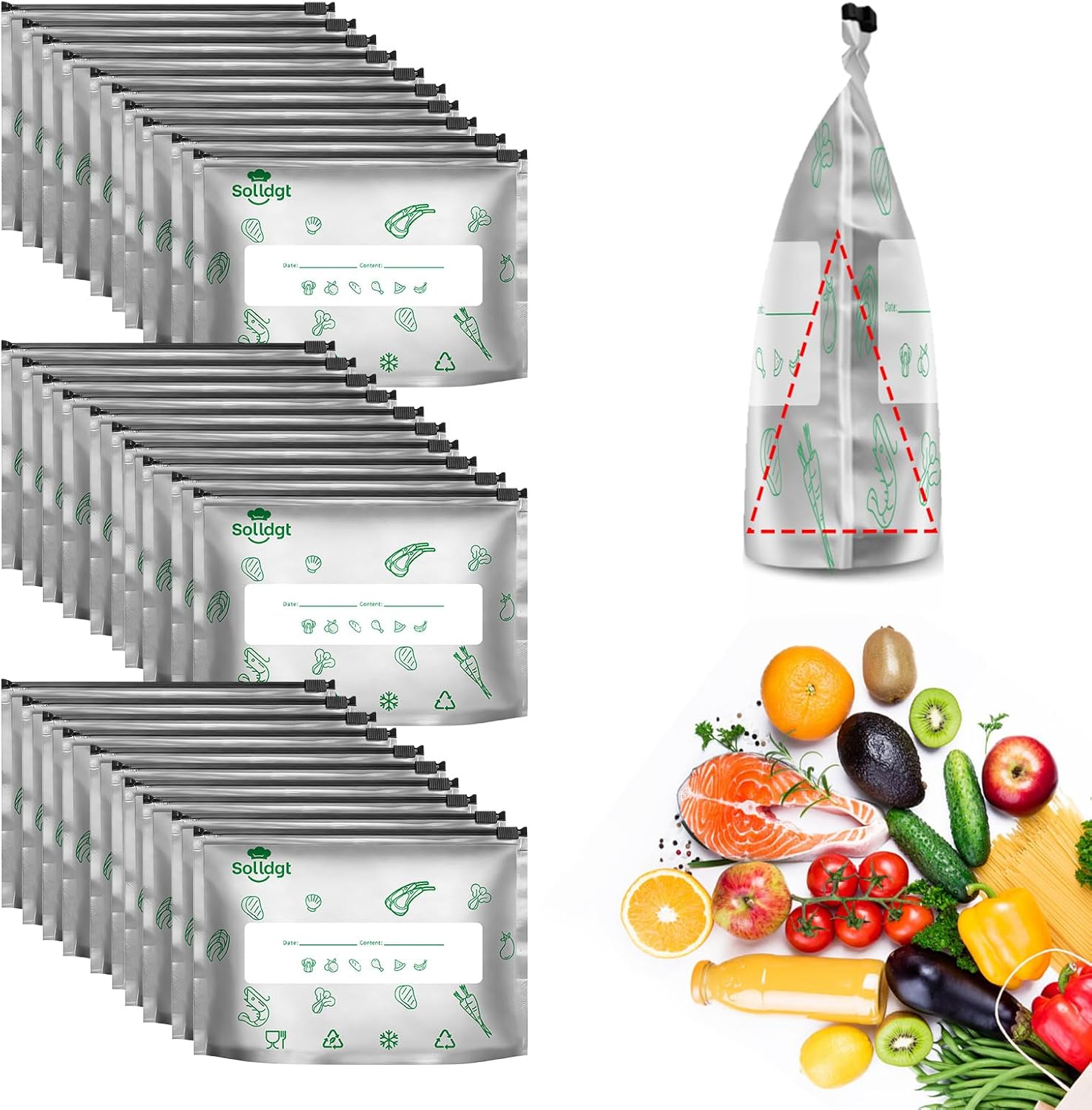 Reusable Aluminum Foil Sealable Storage Bags, Freezer Bags for Food Small