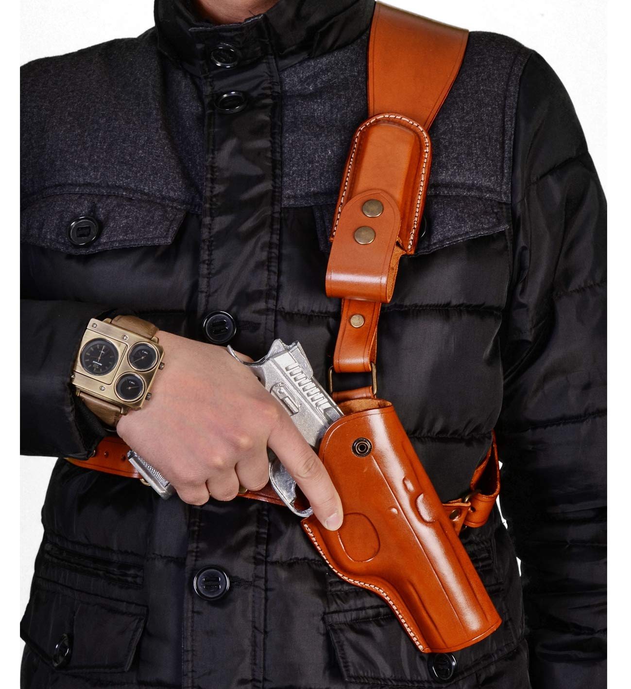 Buy Leather Chest Holster for Desert Eagle Brown or Black, Genuine