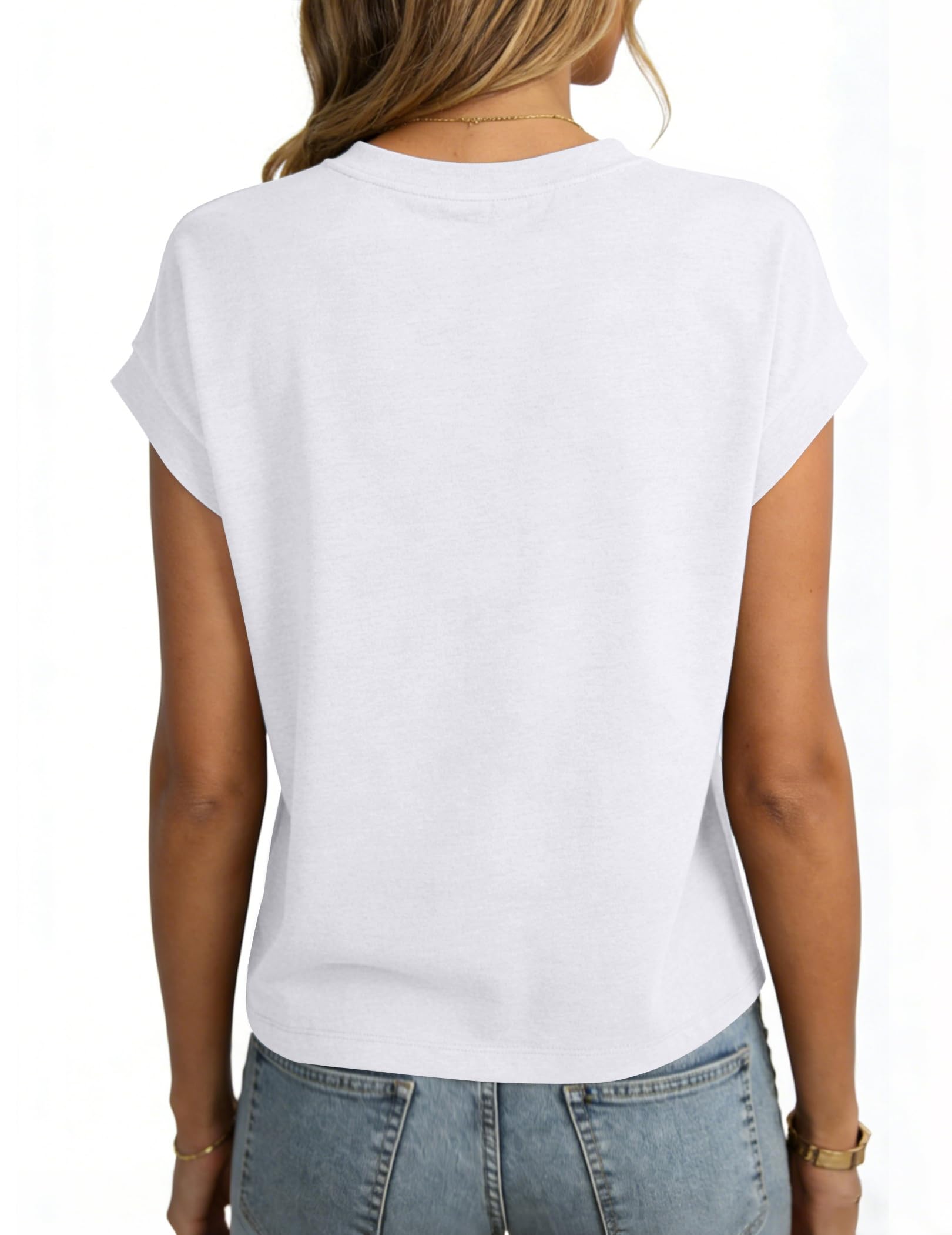 isermeo Womens Cap Sleeve Crop Tops T Shirts Crewneck Loose Fit Short Sleeves Tee Summer Fashion Clothes 2026 - 5