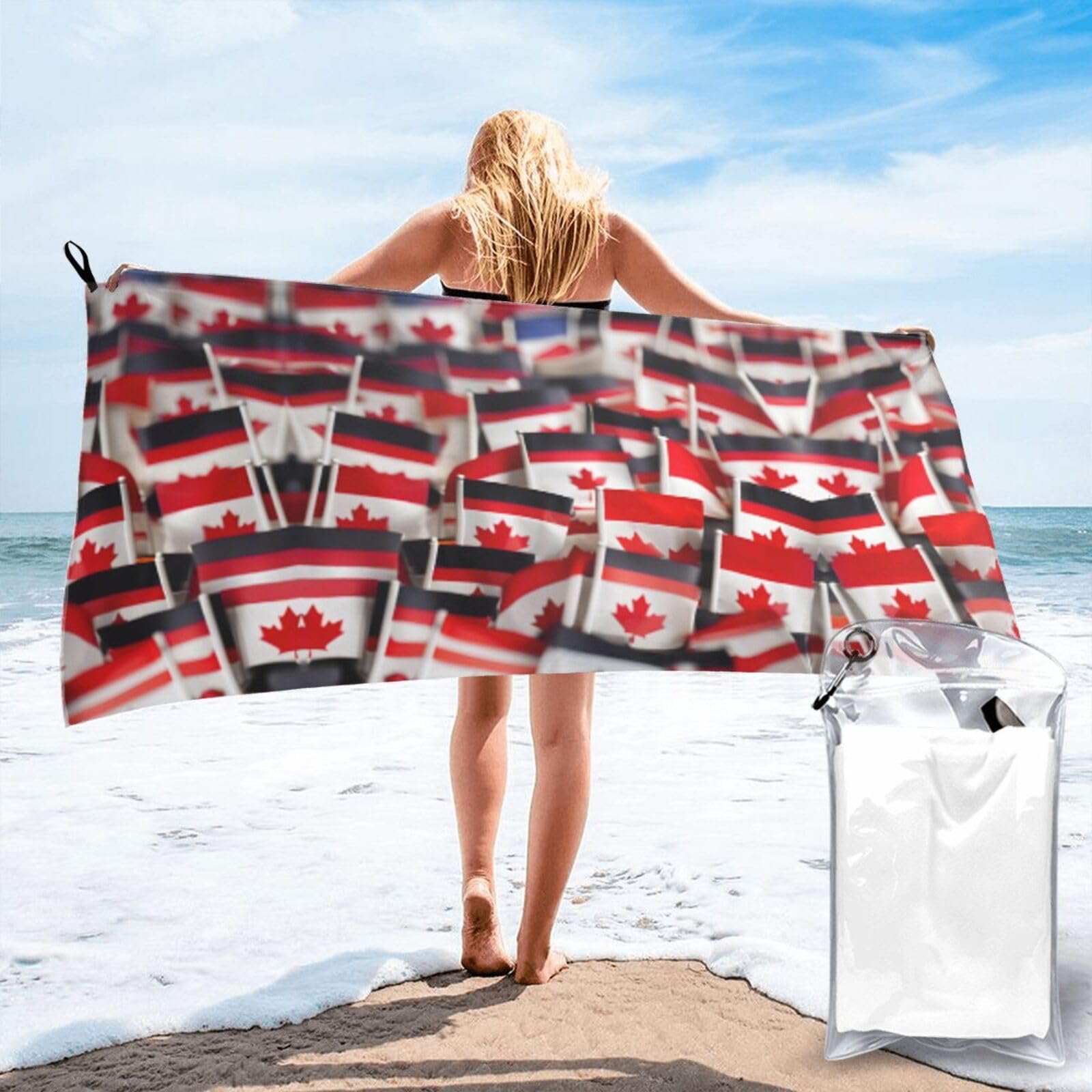 Serviette de bain sport et piscine à drapeaux canadiens pour le voyage