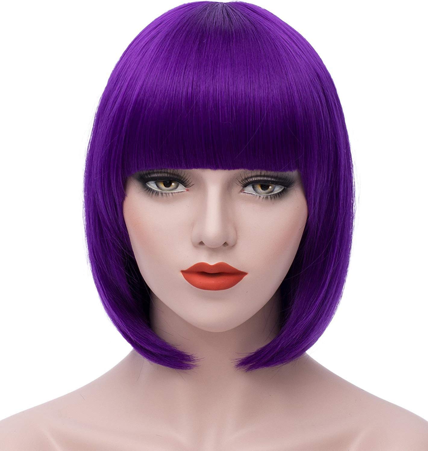 My LunaColorful Purple Wigs for Women 13 Inch Synthetic Fun Wig Costume  Hair Wig for Halloween,Cosplay,Daily Party Wig, Natural Looking