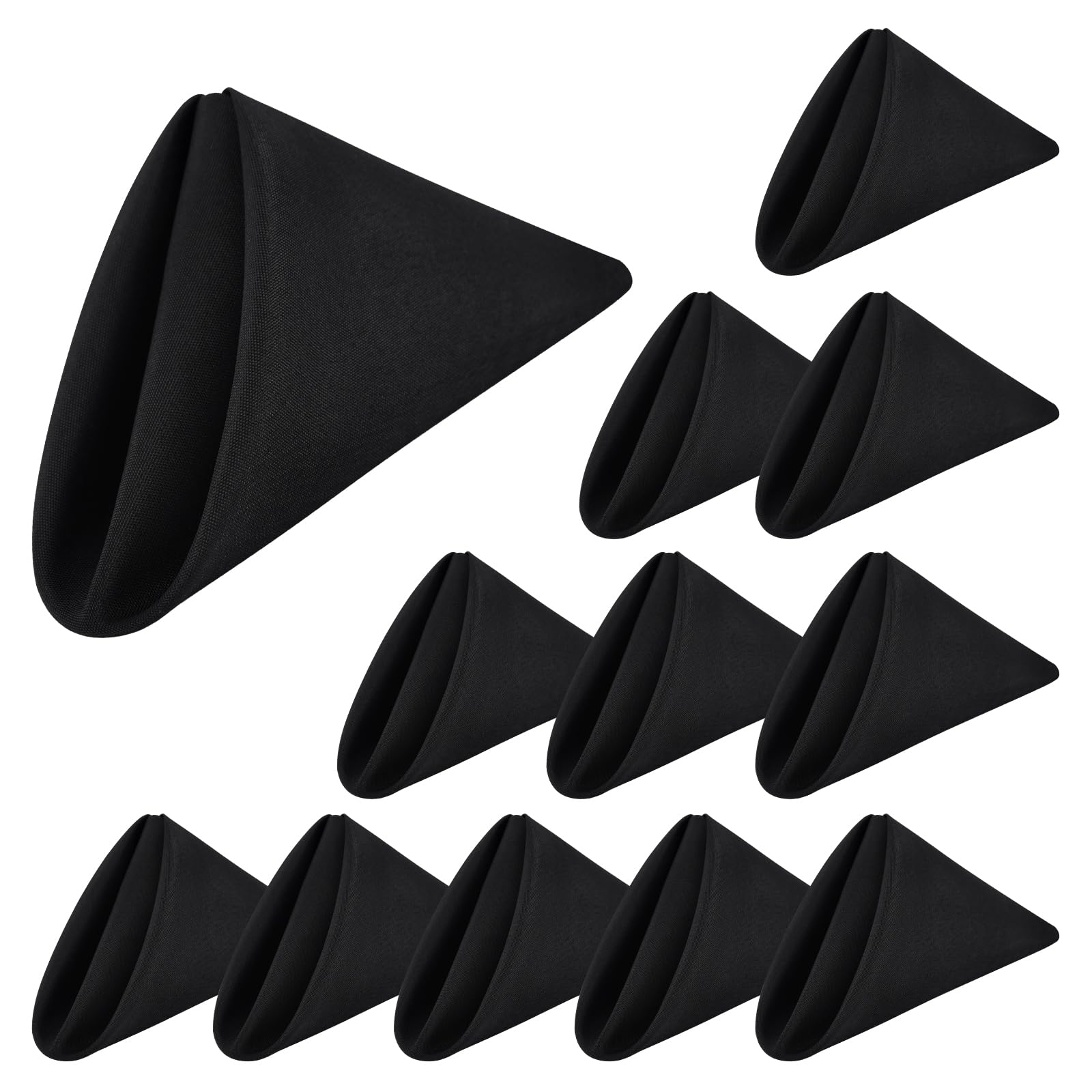 NEWISHER Set of 12 Black Napkins, 45x45cm Washable Dinner Cloth Napkins