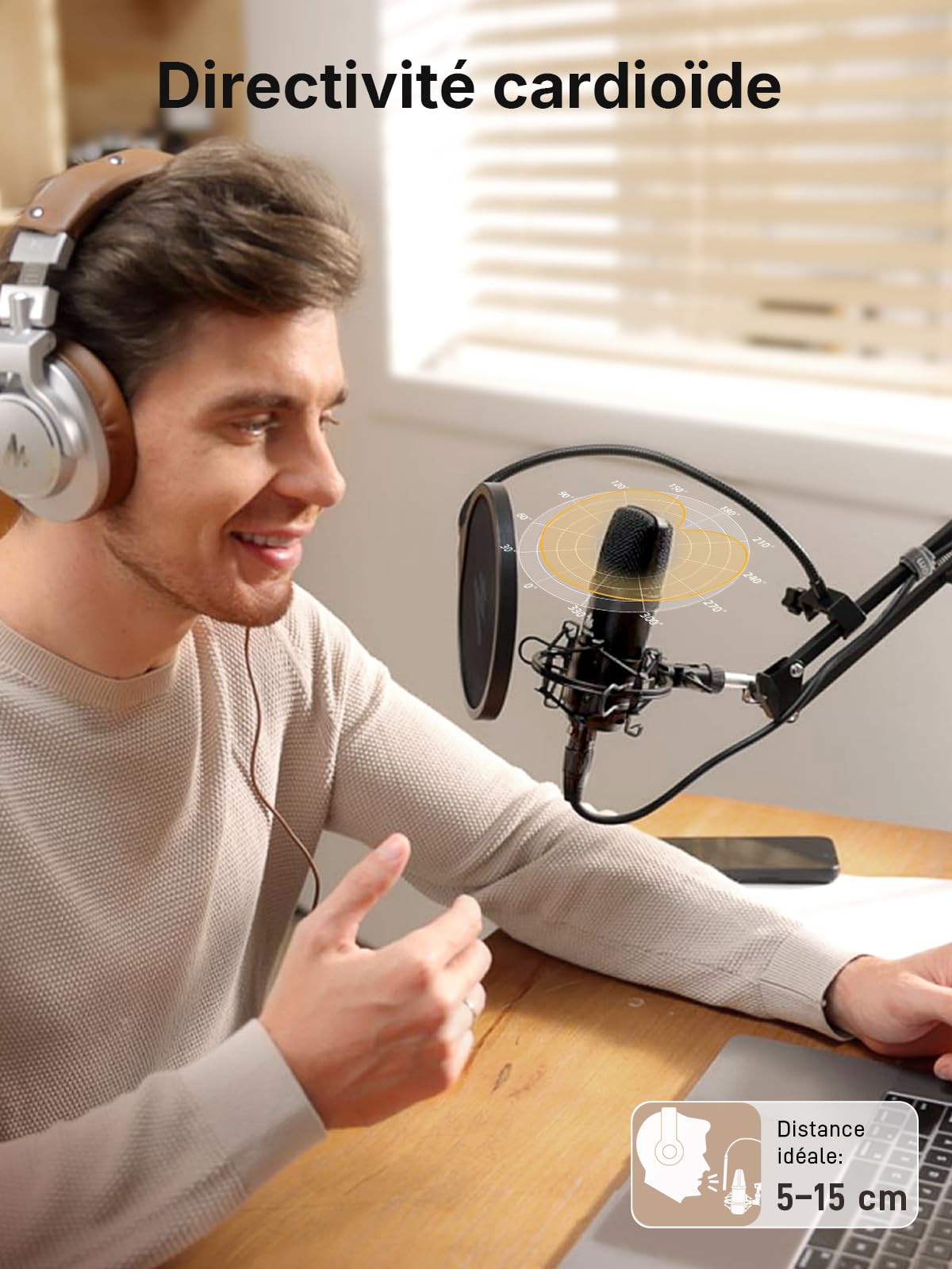 MAONO Microphone à condensateur XLR/USB : 192 kHz/24 bits Plug & Play PC PC Podcast Kit de microphone en métal cardioïde avec logiciel, chipset sonore professionnel pour enregistrement, studio, chant