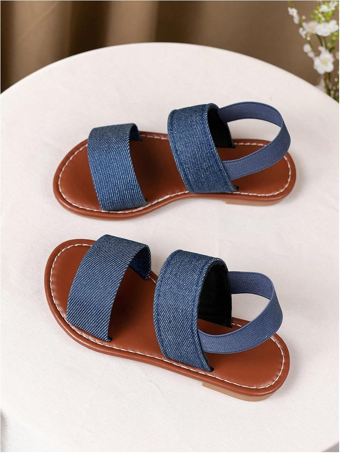 GORGLITTER Girl's Jean Dress Sandals Dressy Summer Vacation Beach Cute Shoes Open Toe Ankle Strap Flat Sandals Shoes