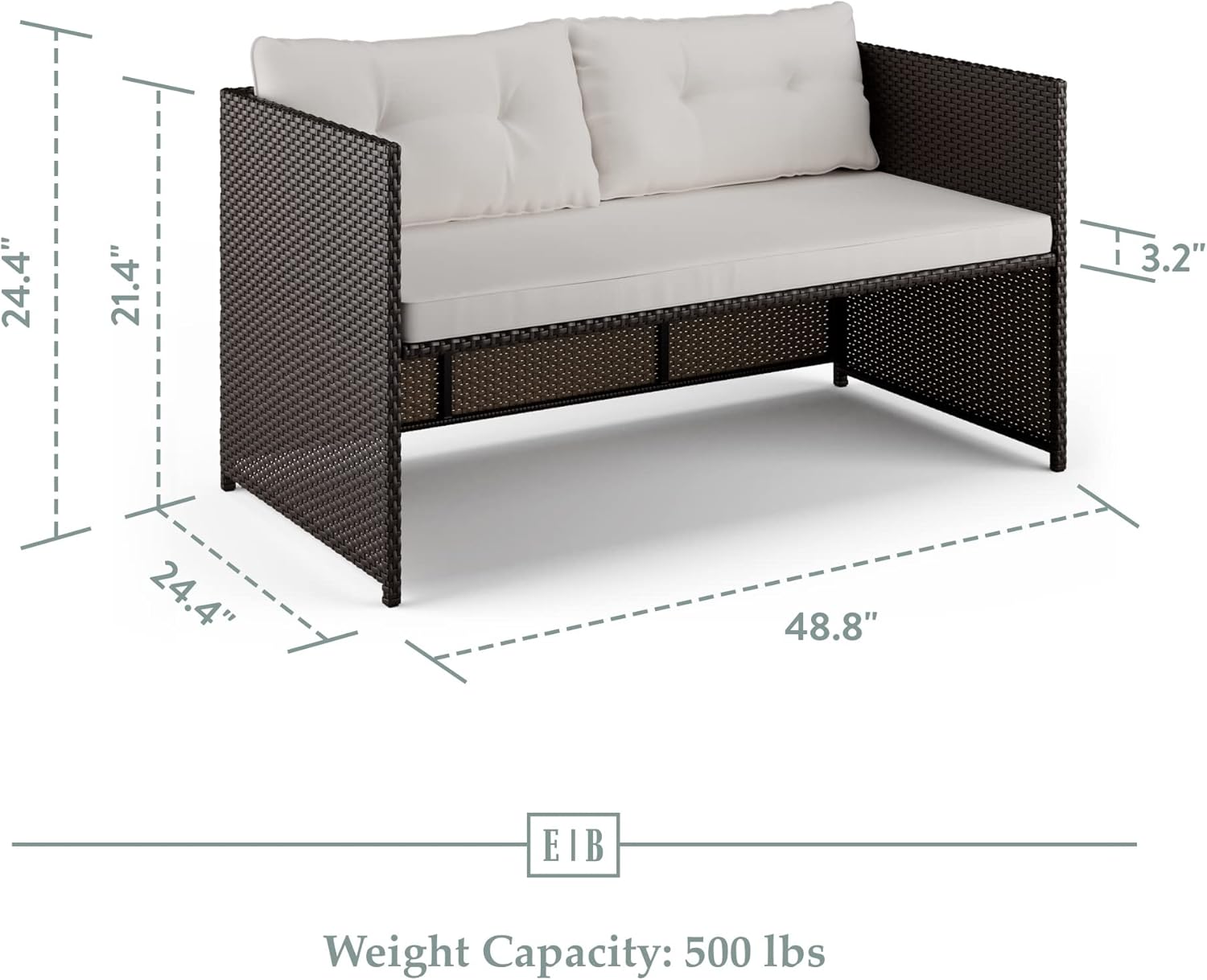 Edenbrook Bayview Patio Mix and Match Outdoor Furniture-Loveseat Rattan/Cream, White/Brown : Everything Else