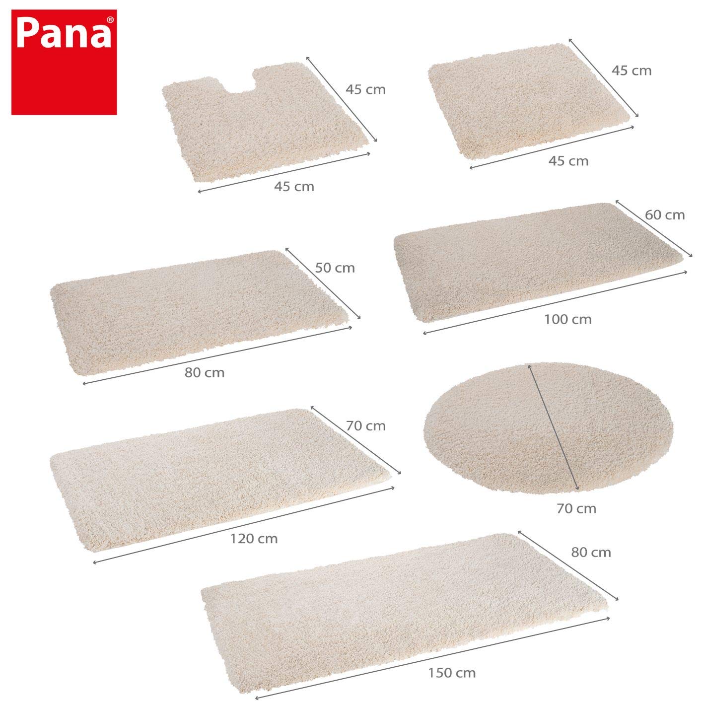 PANA VIENNA Mata łazienkowa premium • dywanik łazienkowy z wysokim runem • dywanik pod prysznic • dywanik do WC • antypoślizgowy • chłonny • rozmiar: 80 x 150 cm • Kolor: kremowy