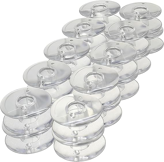 20ピース クリアプラスチックミシン ドロップインボビン シンガー 66 99 クラス ベルニナ 719 ホワイト 8600 8800用