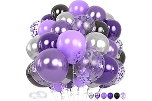 Purple and Black Balloons, 12 Inch 60 Pcs Dark Purple Black Balloons