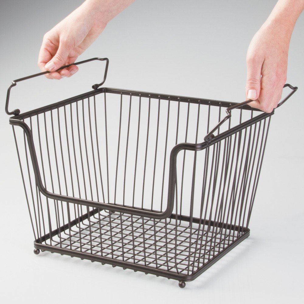 Panier Suspendu Grillagé Métal - Rangement Cuisine/Salle De Bain - Bronze 25x32x14.5cm - 10