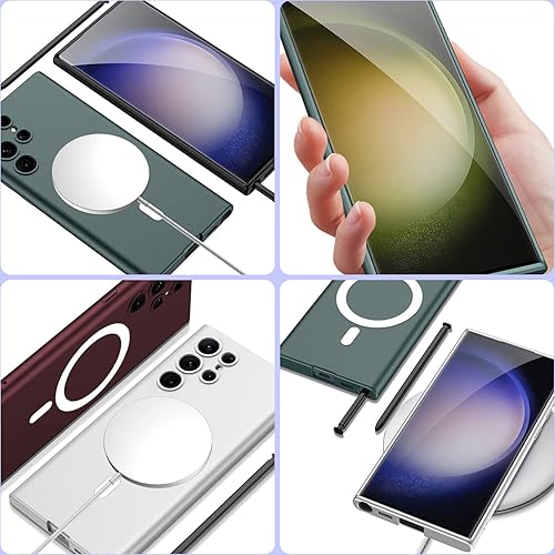 Miniatura 7 de Miimall Funda delgada para Samsung Galaxy S23 Ultra, compatible con carga MagSafe, funda protectora de TPU suave a prueba de golpes con protector de