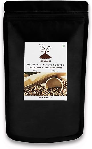 MokkaFarms Traditional South Indian Filter Coffee 250g – Decadence Coffee | 53% Coffee, 47% Chicory | Fresh Roast & Ground, Strong, Flavour | Farm to Fork, Estate Coffee |…