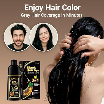 IIIMEIDU MEIDU Black Hair Dye Shampoo 3 in 1 for Women Men