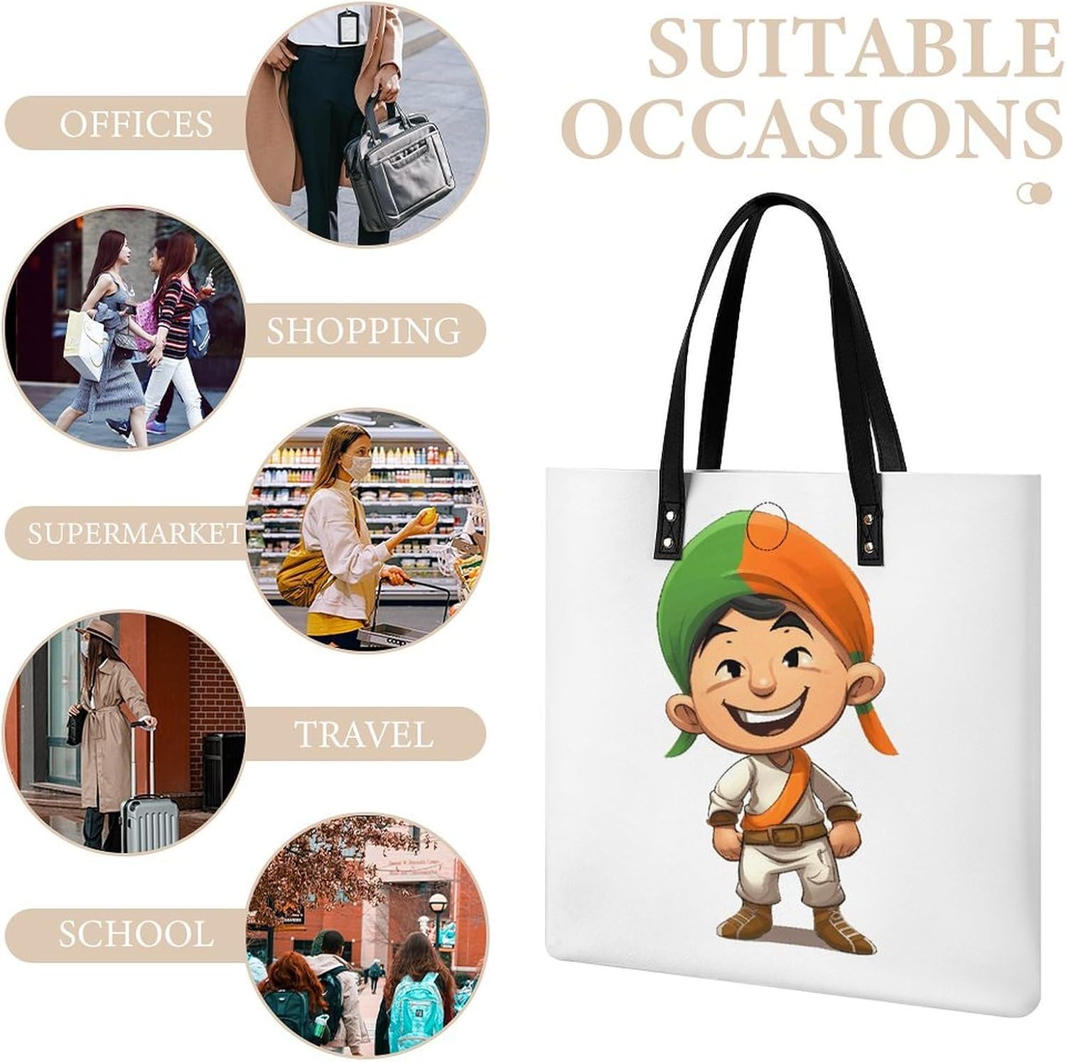 Man Wearing Turban Tote Bag with Magnetic Buckle Reusable Grocery Bags Lightweight Cross Body Handbag for Daily Essentials