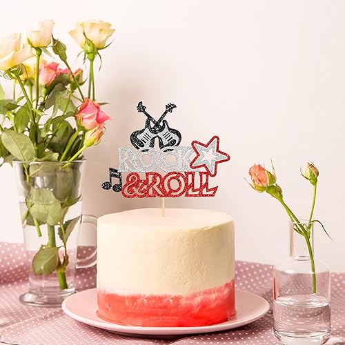 Miniatura 4 de Decoración para tartas de Rock and Roll, decoración de pastel con suministros de fiesta temática de rock and roll, tema musical para guitarrista de