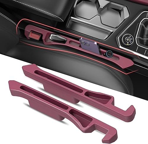Miniatura 9 de Relleno para Huecos de Asiento de Carro Paquete de 2, Se Inserta Entre Asientos y Consola con Almacenamiento Organizador, Soporte de Teléfono