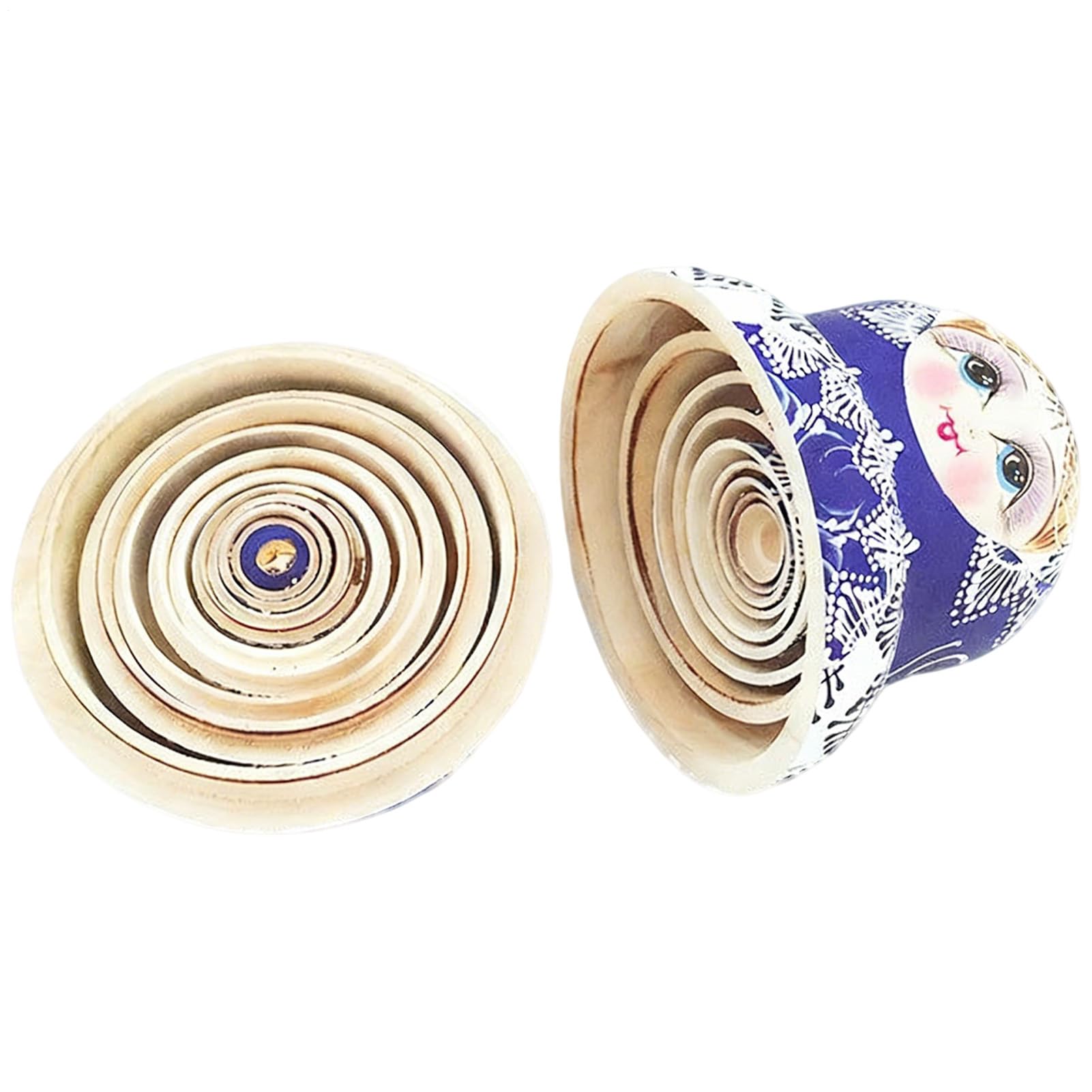 Muñecas Rusas para Adultos - 10 Piezas Madera Azul Y Porcelana Decoración De Escritorio | Muñecas Apilables Tradicionales | Para Niños, Adolescentes, Adultos, Coleccionistas, Cumpleaños, Fiestas,
