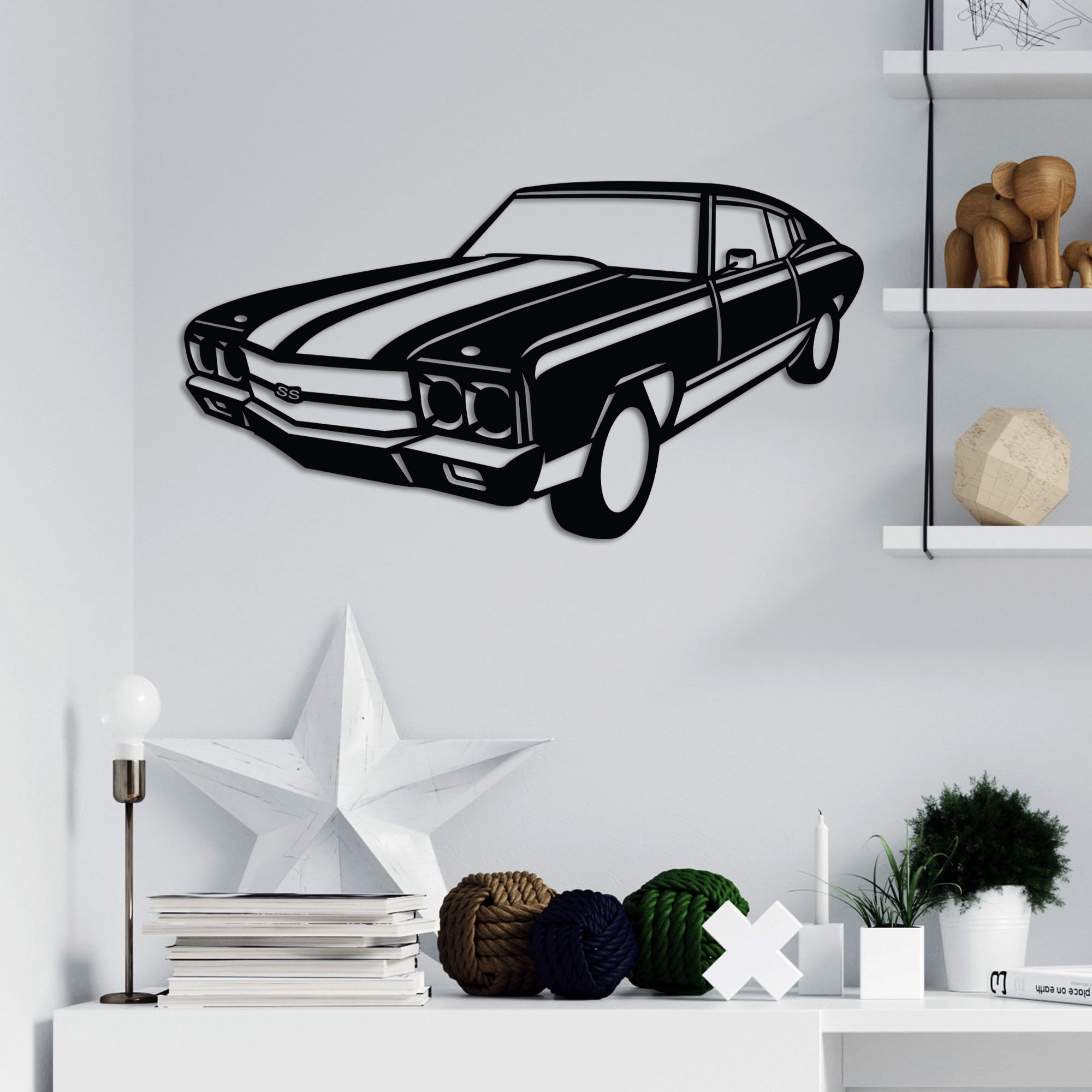 Stylish Black Decorative Metal Wall Accessory, 60 x 32 cm, 100% Metal, 1.5 mm Thickness, Lightweight (0.654 kg), Perfect for Modern Home Decor