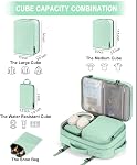 Cabin backpack, extra wide stretch travel bag approved for airplane, weekend bag for men and women, lightweight and water-resistant day bag (Green (bag with 4 storage cubes))