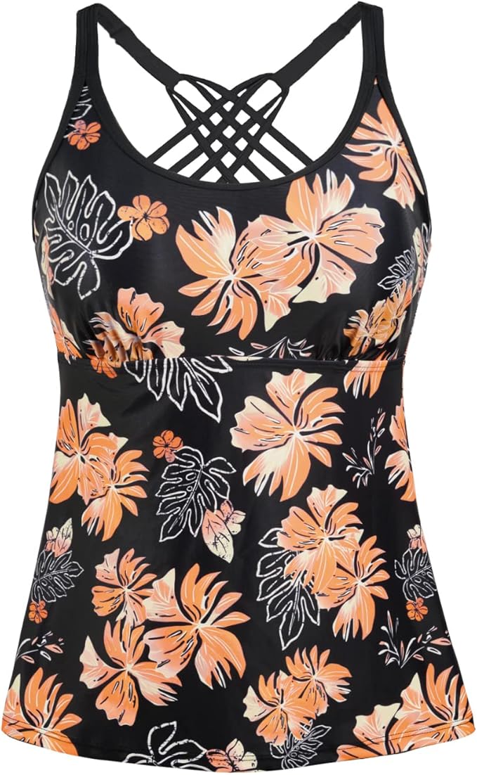 Yonique Tankini Top Mit Bauchkontrolle - V-Ausschnitt Badeoberteil
