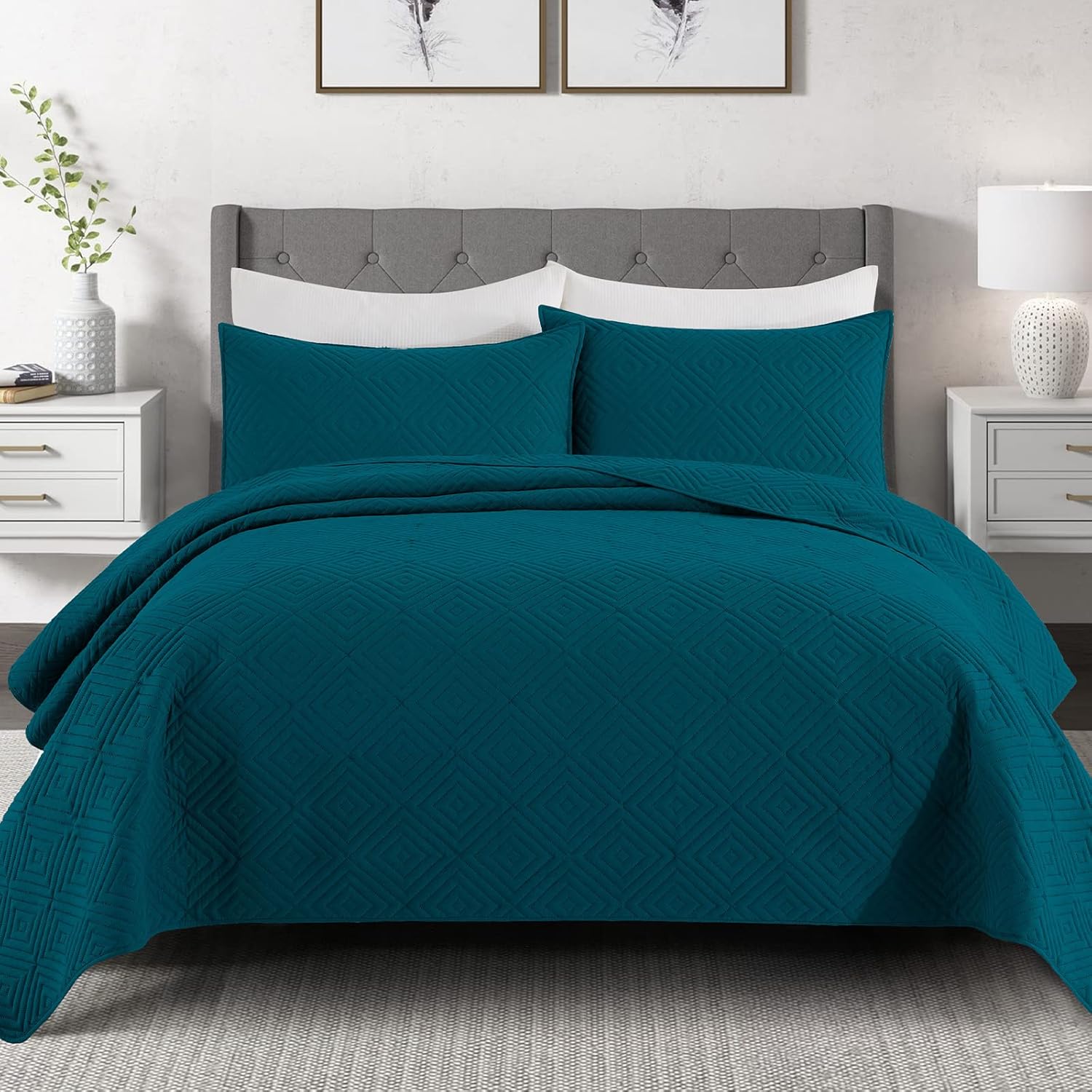 Exclusivo Mezcla 3Piece Navy Blue King Size Quilt Set