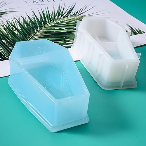 Miniatura 3 de Caja de almacenamiento de silicona con diseño de ataúd de Halloween, molde de resina, frasco, moldes de fundición de silicona epoxi para adornos de