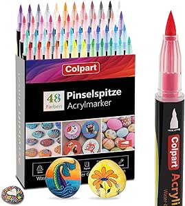 36 Colors Acrylic Paint Pens - Brush Tip Markers For Rock Painting & Crafts | Water-Based Permanent Markers