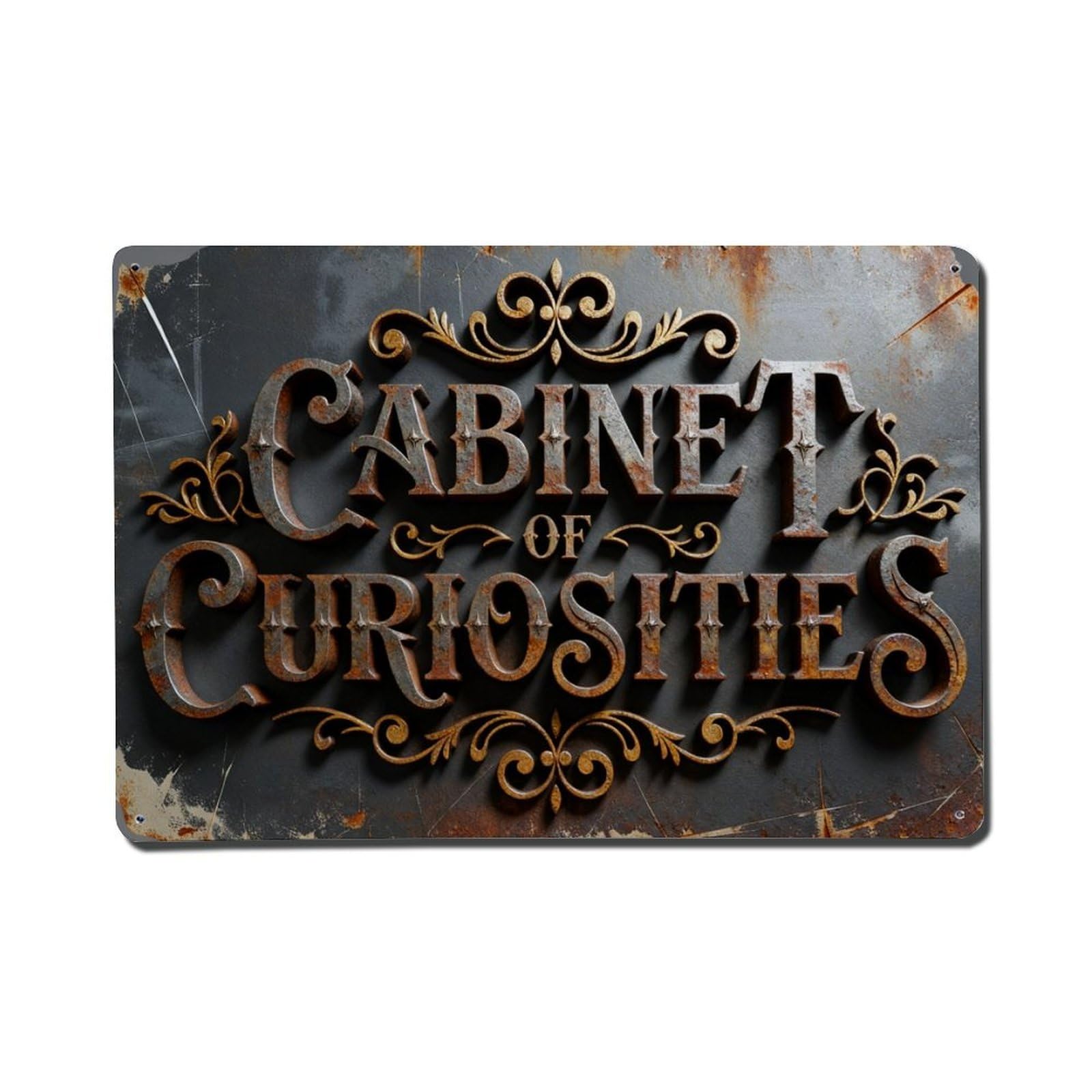 Cabinet Of Curiosities Ornate Design Metal Tin Sign Plaque