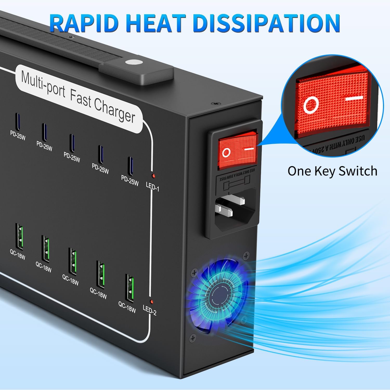 430W Fast USB Charging Station, Vantacent89 20 Port (10 PD+10 QC) USB C Charging Station for Multiple Devices, Charger Block with Intelligent Protection for iPhone, Android Cell Phone, iPad, Tablet