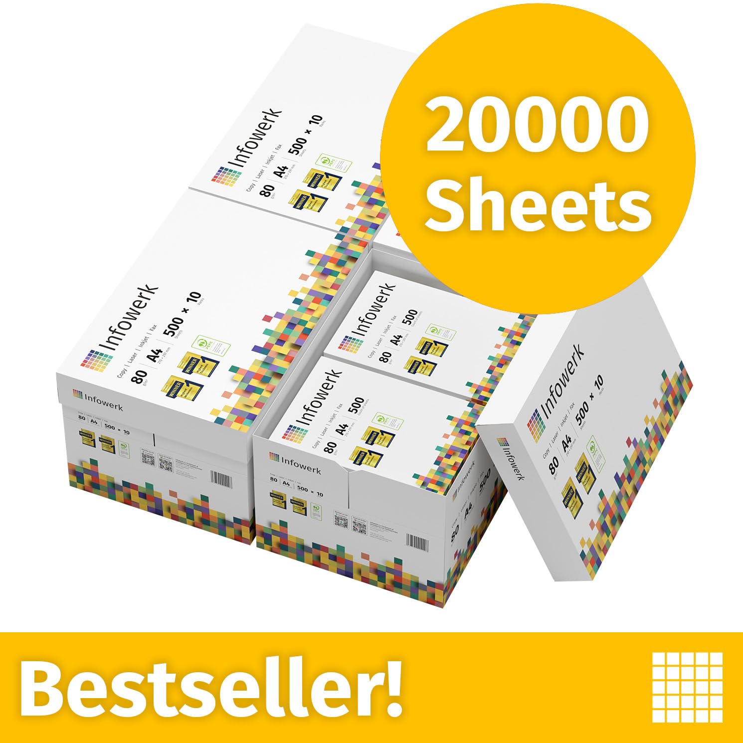 Druckerpapier Kopierpapier 20000 Blatt 40 x 500 A4 80g Premium Hochweiß CIE 160 PEFC zertifiziert