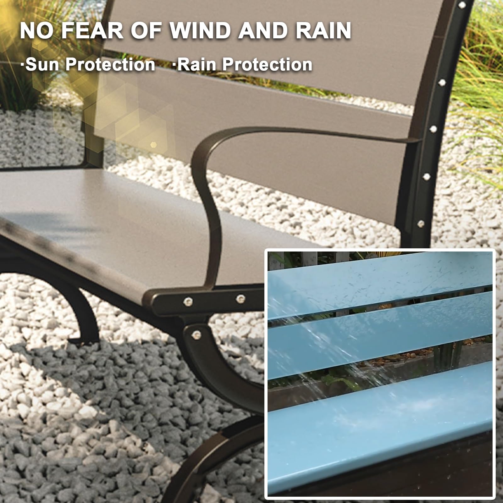 Panche da Giardino per 2-3 Adulti, Panchina da Esterno, Carico Massimo 300 kg, Panchine da Esterno per Cortile, Veranda, Prato, Cortile(Brown,180cm/71in)